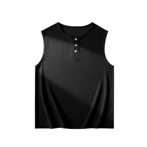 Camiseta sin mangas para hombre de cuello redondo y ajuste holgado casual