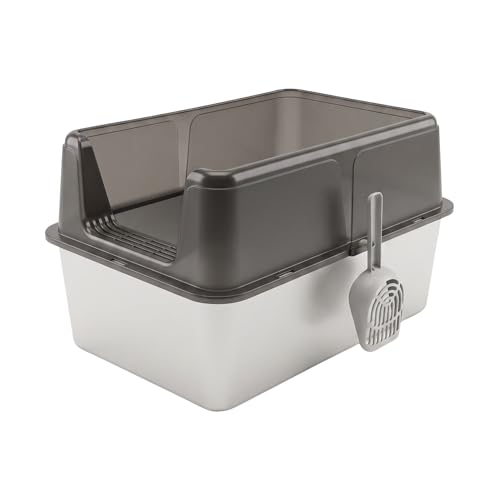 Caixa de Areia para Gatos Inox Grande Com Pá PETYC Antiodor com Pá Higiênica Antiderrapante Fácil Limpeza