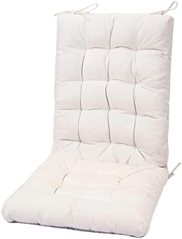POMIU Rocking Chair Cushion, Chair Cushions, Premium Tufted Back and Seat Cushion Non Skid Slip, Chair Pads for Indoor Home, Kitchen, Desk Chair, Dining Chairs (Ivory White, Fabric 1)