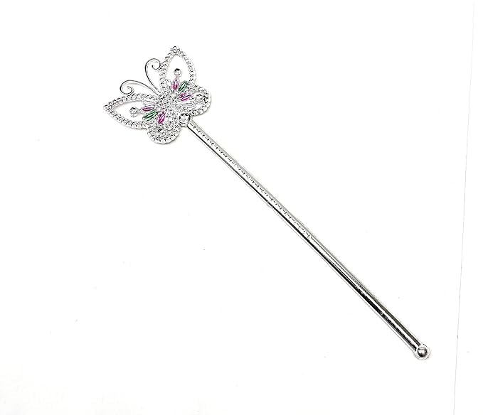 GIRLYZ Attire Girls/Kids Costume Props Butterfly Magic Wand Princess Angel Fairy Wands Sticks Christmas, Birthday Party, Wedding, Halloween, Cosplay 12.5 Inches (Silver) (Pack of 1)-image-14