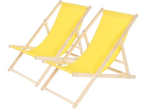 Habitat et Jardin Juego de 2 tumbonas de Madera Chilena - Amarillo
