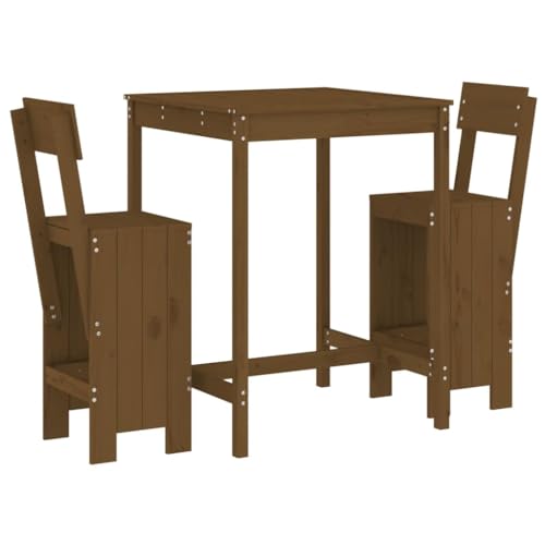 Ensemble de bar de jardin 3 pièces Homgoday en bois de pin marron - 3