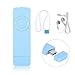 USB Stick Mp3 Player, Portable Audio Music Player with Lanyard and 3.5mm Earphone, Rechargeable WMA Music Player, Expandable UP to 32 GB (Blue)