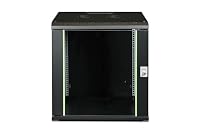 DIGITUS Netzwerk-Schrank 19 zoll 12 HE - Wandmontage - 600 mm Tiefe - Traglast 100 kg - Unique Serie - Glastür - Schwarz – Ansicht 3