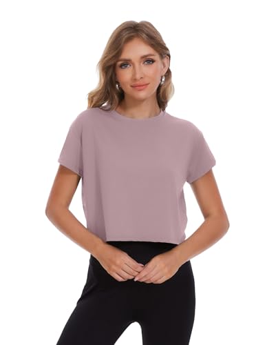 6 Pack Women's Crop Top Short Sleeve Athletic Workout Yoga Running Gym Casual Tees T-Shirts Loose Fit2