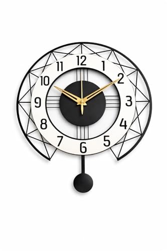 Image of Wall Clock for Living Room Stylish | Sweep and Silent Machine | Metal Wall Watch for Office, Bedroom, Hall | Big Size Morden Wall Decor for Home (15 Inch Matt Black)