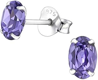 925 Sterling Silver and Crystals from Swarovski oval stud earrings 4x6mm women in various sparkly colours anti allergy hypoallergenic nickel free jewellery ladies sensitive ears