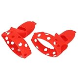 Touch Controller Grip Cover for 2 Anti-Throw Handle Silicone Protective Sleeve with Adjustable Wrist Knuckle Strap(red)
