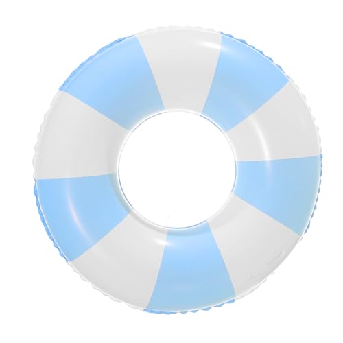 1 anillo de natación inflable para niños, anillo de natación a rayas azules y blancas, anillo de ejercicio de natación, anillo de natación engrosado, adecuado para fiestas de verano en la playa y en