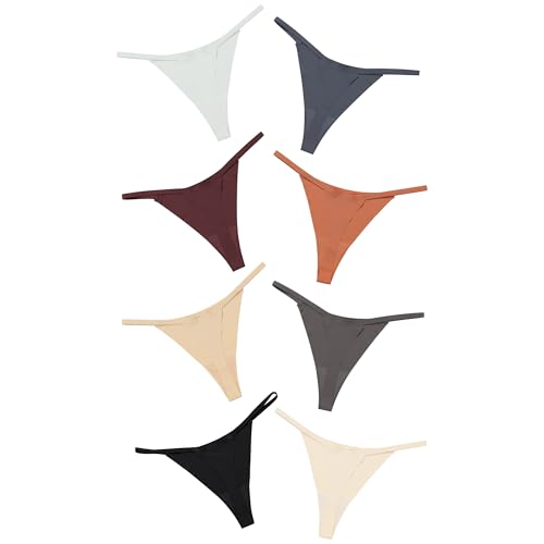Image of DEANGELMON Seamless G-string Thongs for Women - No Show Thong Underwear Low Rise Stretch Panties Workout Pack