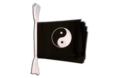 Guirlande drapeau Ying et Yang noir Digni de 5,9 m de long pour salle de yoga