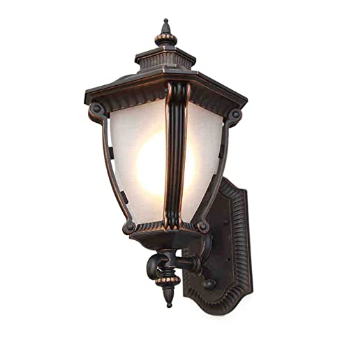 CHUNGYANG Aplique de pared residencial de estilo europeo, aluminio retro, decoración de paisaje, farol de pared, puerta delantera, E26, luz de iluminación exterior montada en la pared