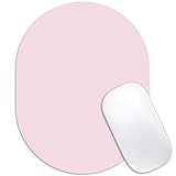 Velluxion Pink Oval Mouse Pad, 6 x 8 in Small Portable Mousepad with Non-Slip Base for Laptop Computer Travel