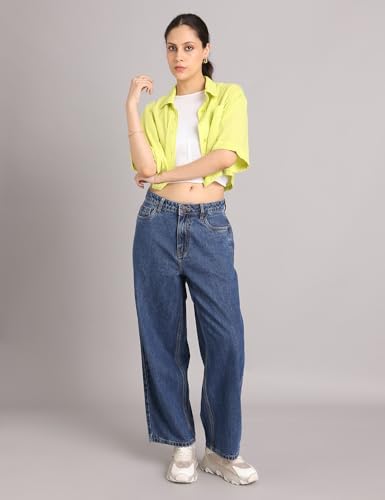 Image of INKD Women's Baggy Fit Jeans - Mid-Rise | 100% Cotton | Jeans for Women (Available in Plus Sizes)