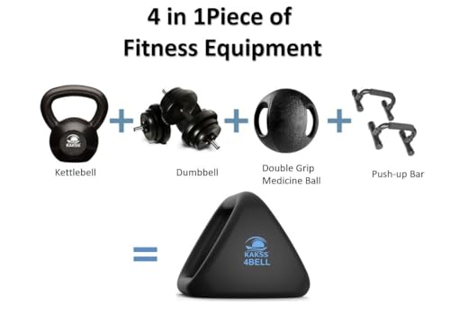 Image of Kakss 4BELL 10kg Multipurpose Gym Equipment 4-in-1 Dumbbell, Kettlebell, Push-Up Bar & Med Ball, Compact Home Workout Tool for Men & Women,(ONE PIECE)
