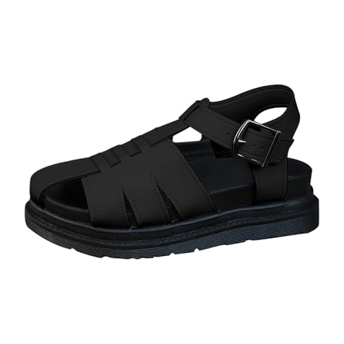 Sandales de pêcheur pour femme à bout fermé et plateforme noire de taille 39