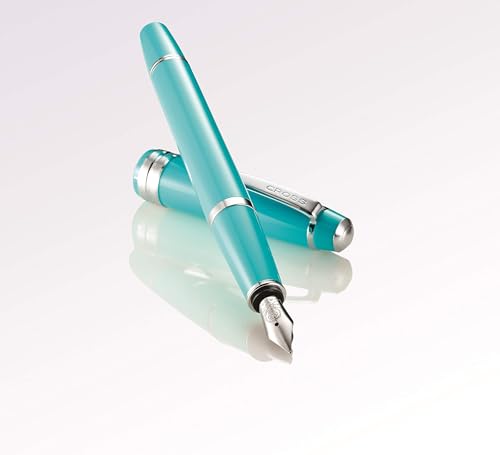 Image of Cross Bailey Light Polished Teal Fountain Pen - Refillable, Medium Nib, Black Ink, Presented in Everyday Gift Box