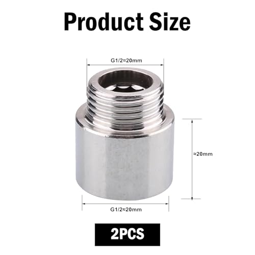 2 Stück Hahnverlängerung Edelstahl,Hahnverlängerung 1/2 zoll 20mm Wasser Gewindefitting,Silber Hahnverlängerung Edelstahl,für Trinkwasser und Heizung Installation,Wasserhähne Eckventile Duschköpfe.