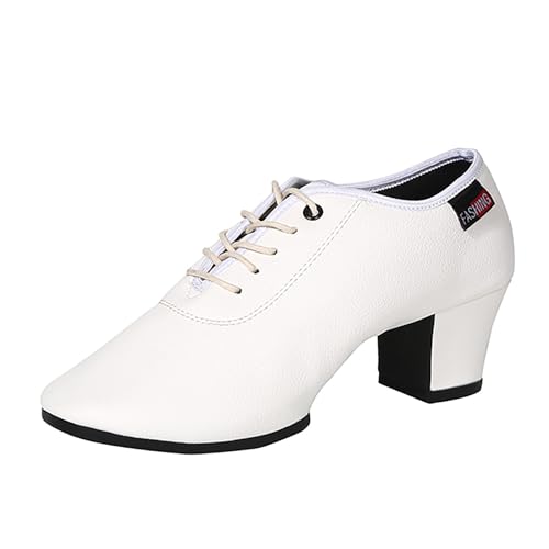Ballerine femme de qualité supérieure blanche à talon carré et finitions soignées
