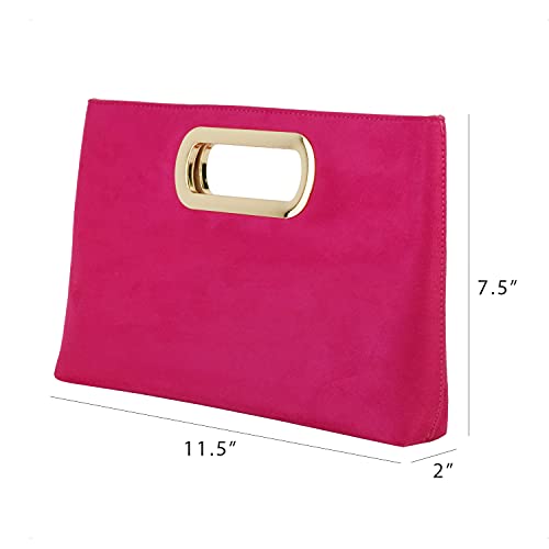 Image of Top Handle Faux Suede Clutch