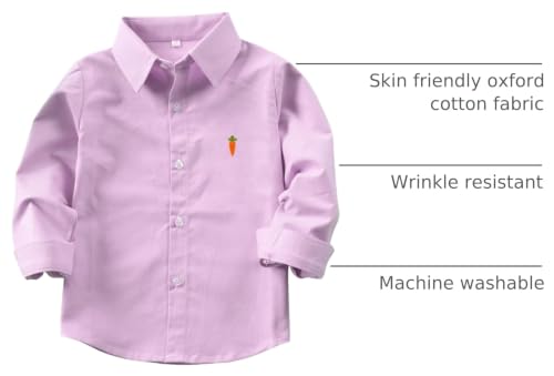 Image of OCHENTA Boys' Long Sleeve Button Down Cute Rabbit Casual Dress Easter Shirt