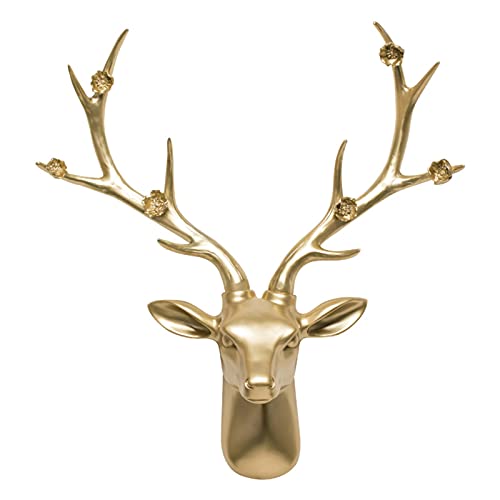 Wall Decor Deer Head,Resin Stag Head Sculpture Animal Wall Decoration Mounted Wall Art,Faux Taxidermy Animal Head Wall Decor For Bedroom Living Room Office Terrace #TOP21