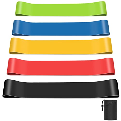 Bandas Elasticas Musculacion, Cintas Elasticas Fitness Látex Natural con 5 Niveles Ejercicios en Piernas, Gliteos y Brazos, Bandas Elasticas Fitness para Yoga, Pilates, Crossfit, Fuerza Cover