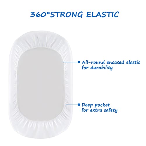 Coldwind Bassinet Sheets Waterproof 2 Pack Bassinet Mattress Protector Cotton Fitted Cradle Sheets Set For Oval Rectangle Hourglass Mattres, Soft Breathable Bassinet Mattress Pad Cover Baby Girl Boy thumb #2