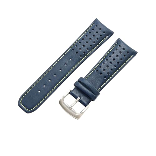 Bracelet de montre en cuir véritable 23mm bleu jaune argent pour Skyhawk