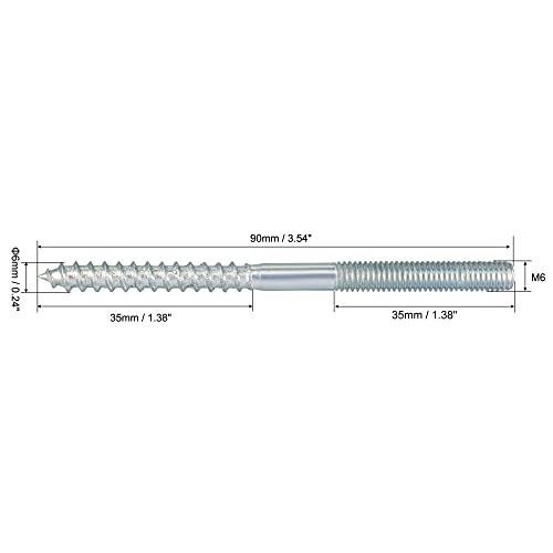 Image of uxcell M6x35mm Hanger Bolts Double Head Dowel Screw for Wood Furniture 10pcs