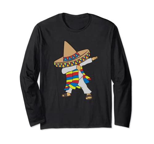Dabbing Poncho Messicano Cinco de Mayo Sombrero Funny Dab Maglia a Manica