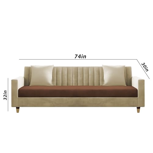 Image of Casaliving Garcia 3+2 Seater Sofa Set for Living Room (Cream - Brown)