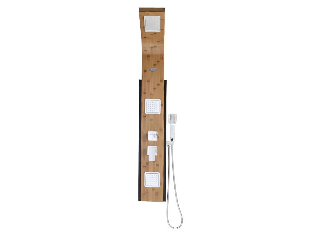 Vente-unique DALIMA, colonna doccia idromassaggio tropicale e pannello in bambù, 22 x 145 cm