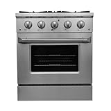 DUURA Elite Gas Range with 4 Burner Cooktop Freestanding with Porcelain Convection Oven and Broil Function, Continuous Grates with Stainless Steel Construction, 30-Inch, Metallic