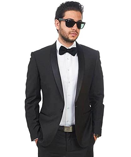 Slim Fit 1 Button Shawl Lapel Collar Tuxedo Jacket Modern Dinner Blazer AZAR4
