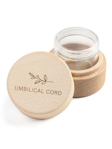 Minimalist Wooden Umbilical Cord Keepsake - With Transparent acrylic box - Hygienic Storage - Baby Umbilical Cord Memorial Box, Newborn, Christening - 2" x 2" x 1.6" Modern Case Baby Keepsake (leaves)