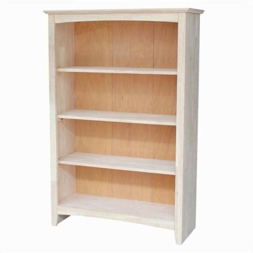 International Concepts Shaker Bookshelf, 48-Inch High, Adjustable Shelves, Solid Parawood...