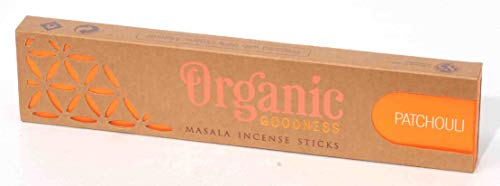 Organic Goodness Incense Sticks - 3 Pack: Sandalwood, Champa And Patchouli. Total 45 Grams (Over 96% Organic Materials Used) With Ceramic Burner (Saucer Not Included) #TOP1
