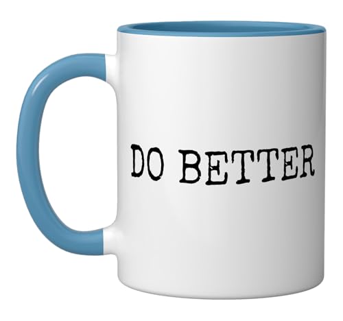 Taza de cerámica con diseño humorístico azul/blanco miniatura 1