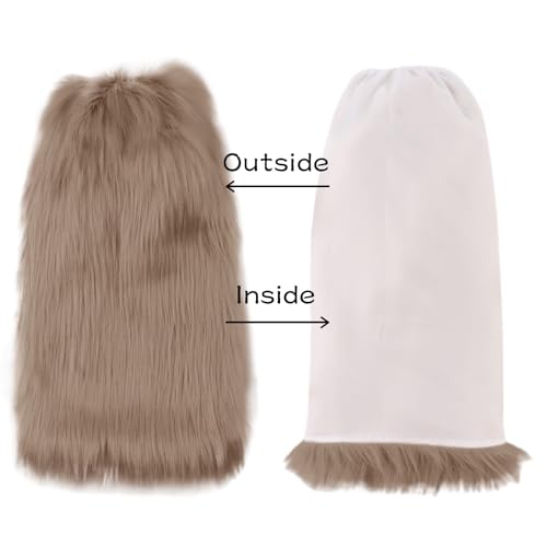 Image of Peecabe Winter Women Faux Fur Fluffy Leg Warmers Fuzzy Long Boot Covers Furry For Christmas