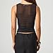 Women Sheer Mesh Tank Top Y2k Sleeveless See Through Ruched Tops Black M