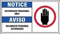 Panneau signalétique plastique Notice Authorized Personnel Only 17,8 x 25,4 cm SBMADM889MVP