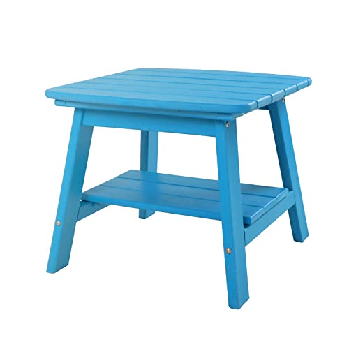 Bivoda Adirondack Table, 20 Inch Outdoor Side Table With Storage Shelf, 2-Tier Hdpe Patio End Table, Easy Maintenance & Weather Resistant, Modern Side Table For Living Room,Patio, Pool, Porch #TOP6