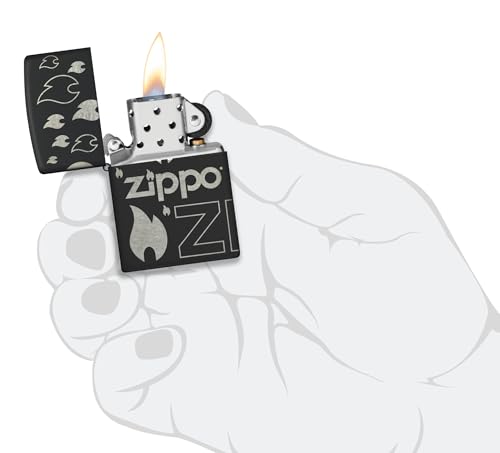 Image of #NZippo Design Black Matte with Chrome,Windproof Pocket Lighter, Fuel Refillable, BIS Certified