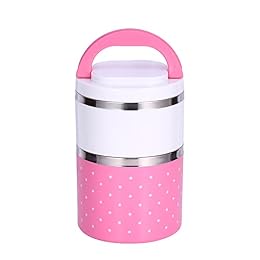 Acouto lunch containers for hot food, 2 Layer Stainless Steel Lids, Stainless Steel Insulation Thermal Lunch Box Food Container Hot