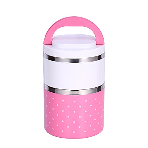 Acouto lunch containers for hot food, 2 Layer Stainless Steel Lids, Stainless Steel Insulation Thermo Thermal Lunch Box Food Container Hot