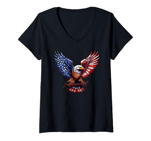 Femme Art d'aigle amusant pour hommes, femmes, enfants, animaux, amoureux des oiseaux T-Shirt avec Col en V