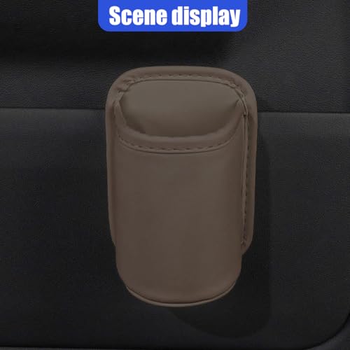 Portavasos para auto de cuero marrón miniatura 6