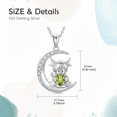 Image of PROESS Animal Birthstone Necklace 925 Sterling Silver Otter /Axolotl /Hippo /Elephant /Dachshund /Monkey /Red Panda Pendant Necklace Animal Birthstone Jewelry Gifts for Women