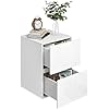 EUGAD Bedside Table with Charging Station, 2 Open Compartments, White EUGAD Bedside Table with Charging Station, 2 Open Compartments, White